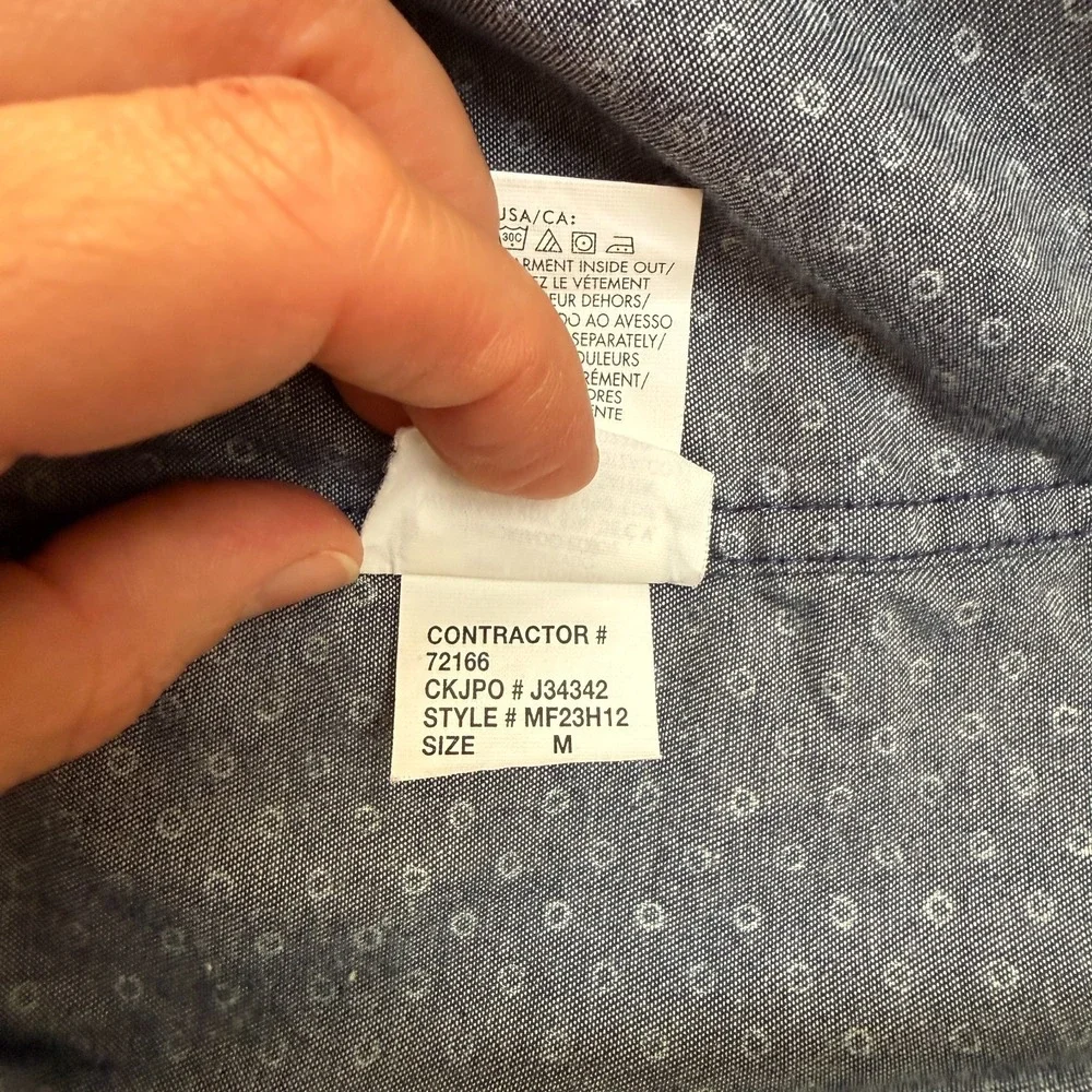 Calvin Klein Jeans Shirt Mens Medium Navy Blue Short Sleeve Button Up Pockets